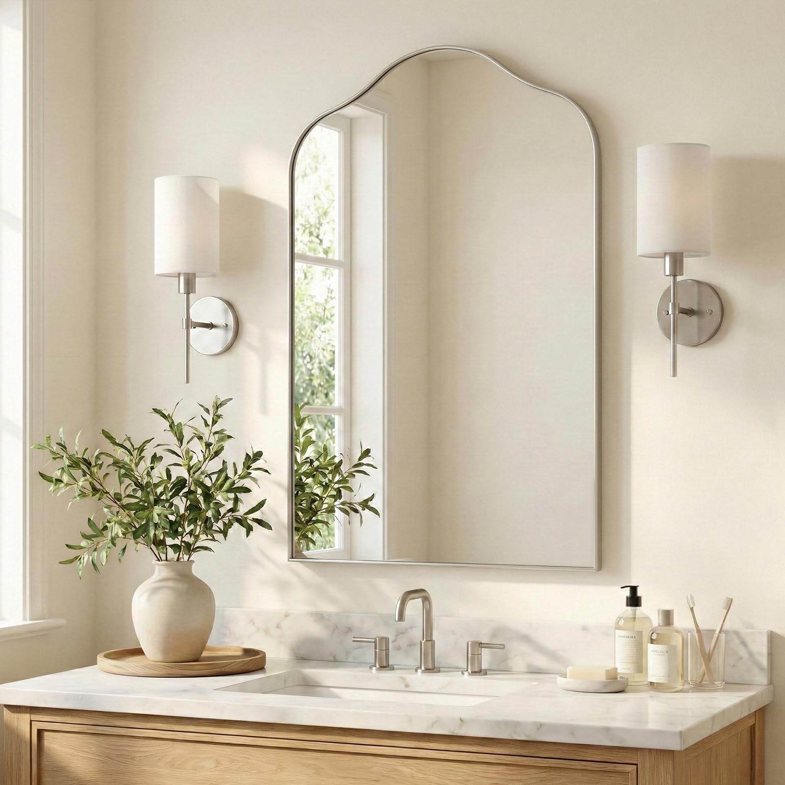 Amazon.com: ANDY STAR Scalloped Arched Mirror, 22x35 Brushed